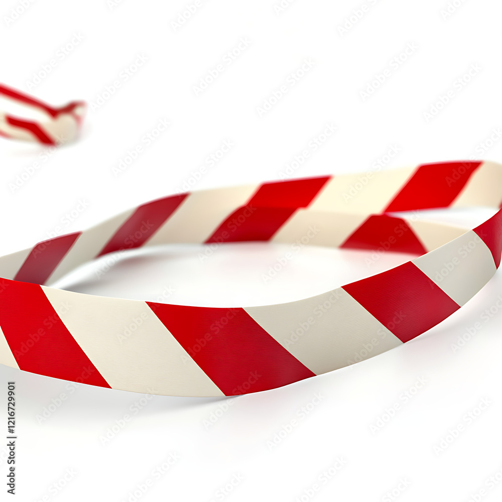 Horizontal red and white caution tape, on a white background Horizontal red and white caution tape, on a white background