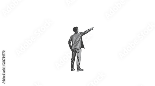 Stylized illustration of a man pointing forward, symbolizing leadership and direction