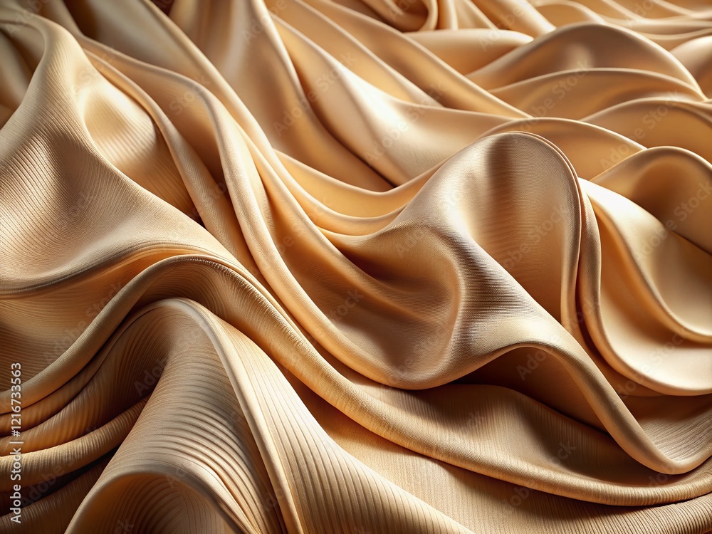 Fototapeta premium Abstract Beige Fabric Waves: Gentle Undulating Texture Panoramic