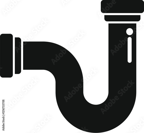 Plumbing siphon pipe connecting two pipes and allowing the flow of water