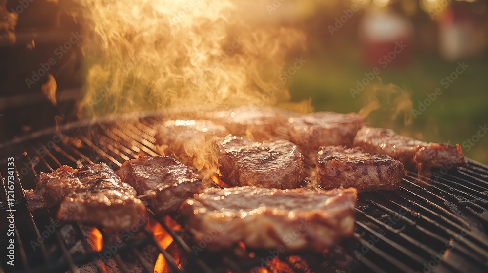 Enjoying Barbecue Moments in a Warm Outdoor Setting Enjoying Barbecue Moments in a Warm Outdoor Setting