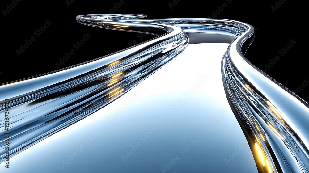 Obraz premium A modern abstract design with smooth metallic textures and glowing highlights.