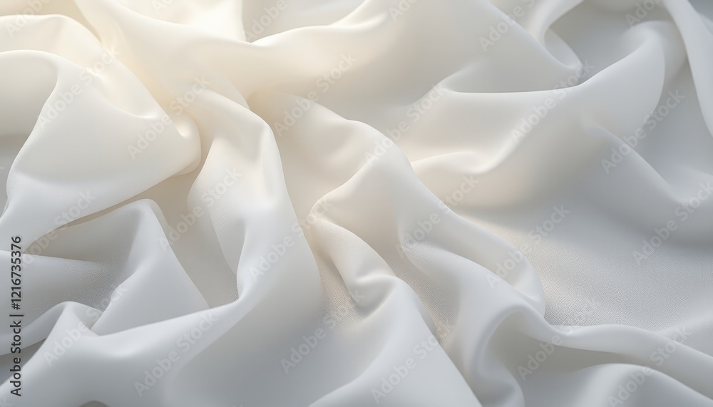 Fototapeta premium Soft white chiffon fabric with delicate folds.