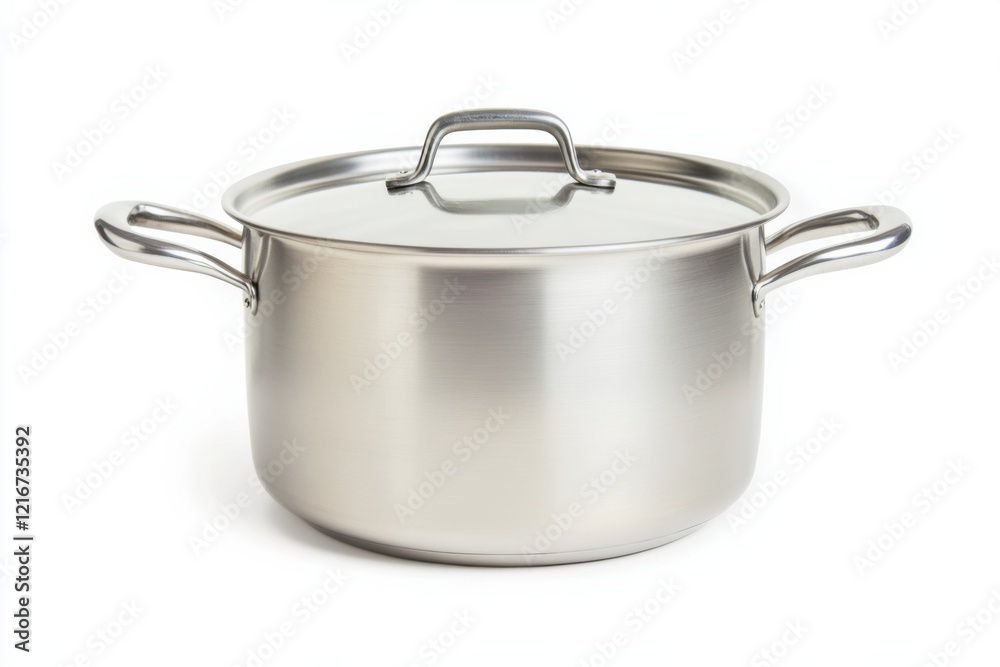 High-quality stainless steel pot mockup ideal for hot pot dishes and culinary presentations on a clean white background High-quality stainless steel pot mockup ideal for hot pot dishes and culinary presentations on a clean white background