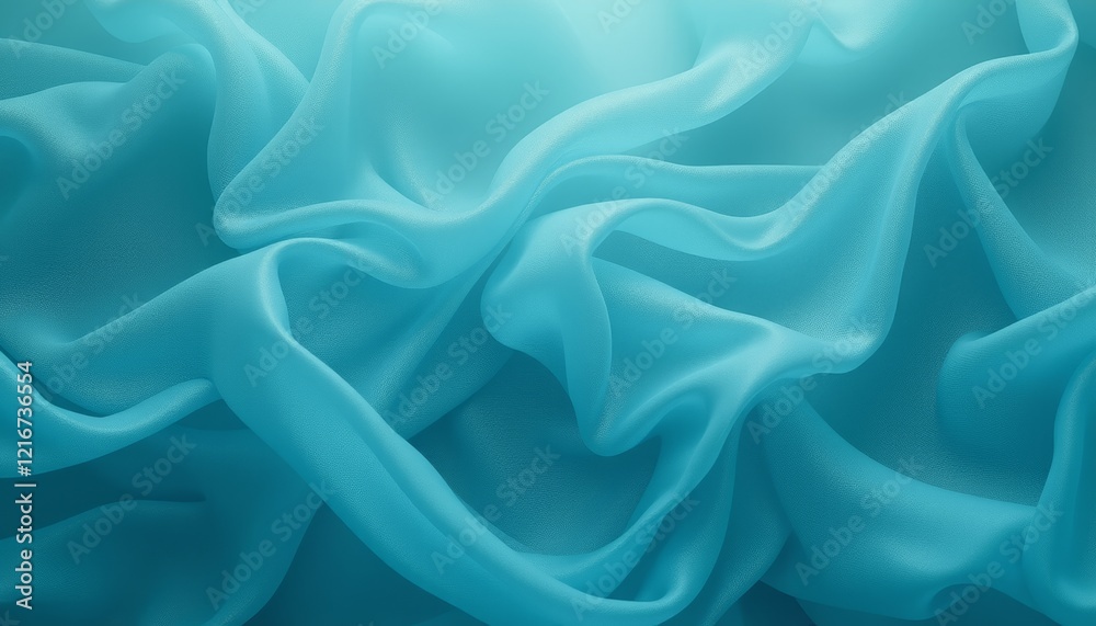 Obraz premium Sky blue chiffon fabric with smooth flowing folds.
