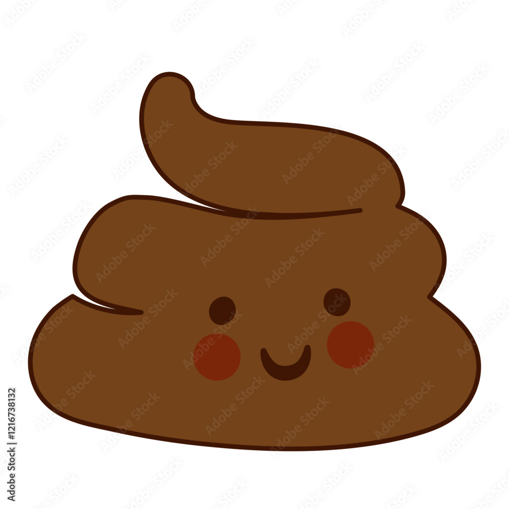 Adorable smiling poop. Hand-drawn flat vector kawaii character illustration icon. Isolated on a white background. Funny poop mascot concept for print, brochures, poster, sticker, social apps. Adorable smiling poop. Hand-drawn flat vector kawaii character illustration icon. Isolated on a white background. Funny poop mascot concept for print, brochures, poster, sticker, social apps.