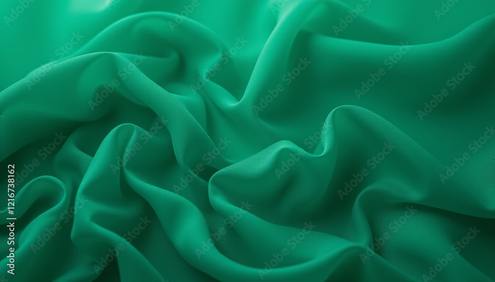 Obraz premium Vivid green chiffon fabric with smooth flowing folds.