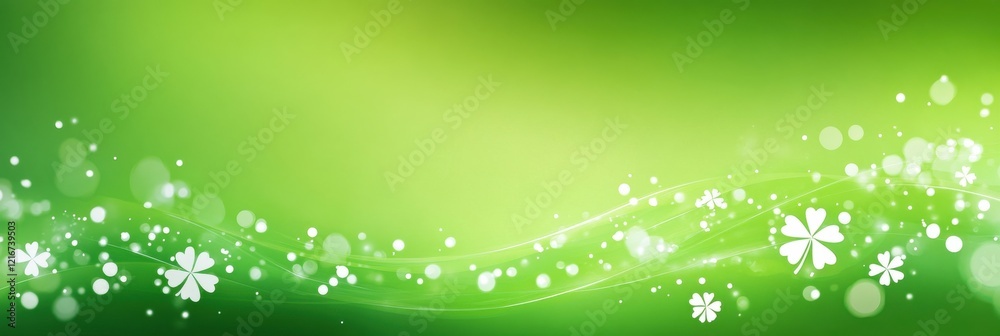 Green abstract background with white floral and bubble elements for nature themes Green abstract background with white floral and bubble elements for nature themes