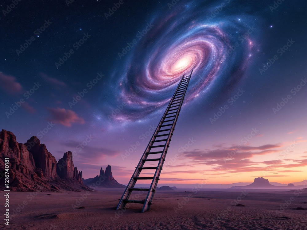 Fototapeta premium Ladder to the galaxy from the desert