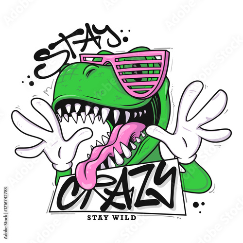 Cool Crazy Insane Dinosaur T-shirt Design