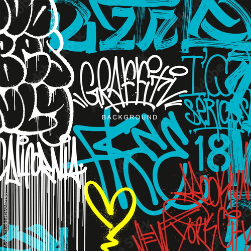 Graffiti Wall Art Background Street Art Hip-Hop Urban Vector Illustration