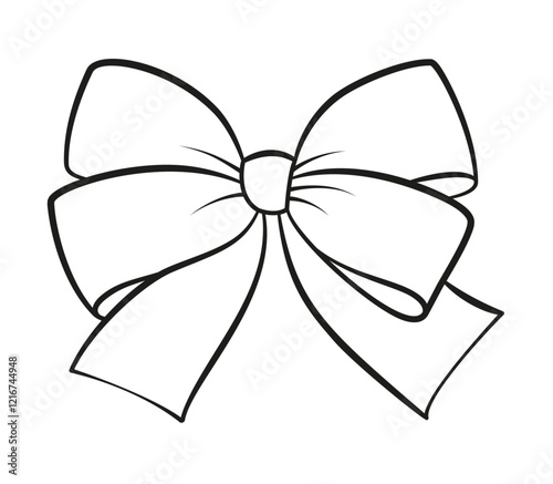 Hand drawn bow doodle style. Hand drawn black and white isolated logo. Bowknot line art. Design element for web graphic design, poster tattoo Coloring page art therapy. Vector illustration