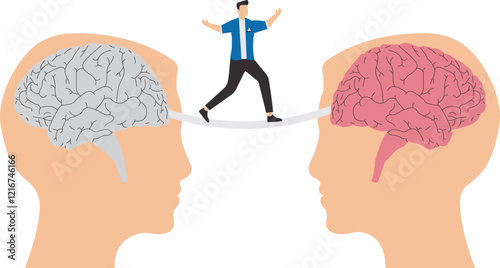 New creative idea to make business growth and profitable, move to a new strategy, mindset development or job training, business people move from dead brain hanging to living brain