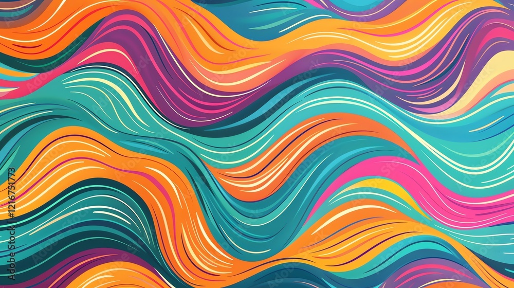 A colorful, abstract, 3D render of wavy lines. A colorful, abstract, 3D render of wavy lines.