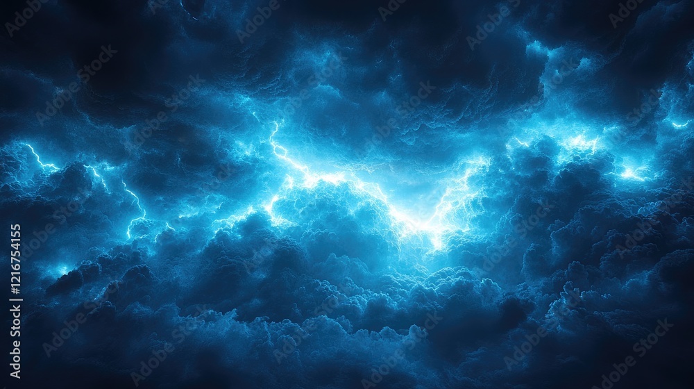 Abstract Cosmic Energy Flow Glowing Blue Nebula in Dark Space Abstract Cosmic Energy Flow Glowing Blue Nebula in Dark Space
