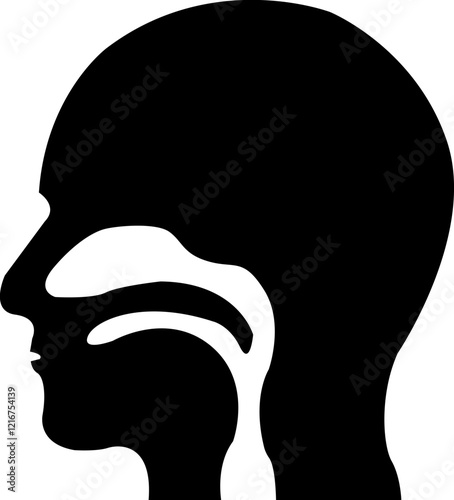 Human throat flat icon, showing various health and medicine concepts designs, Human body related internal organ. Anatomical throats symbol on isolated transparent background. Human anatomy.