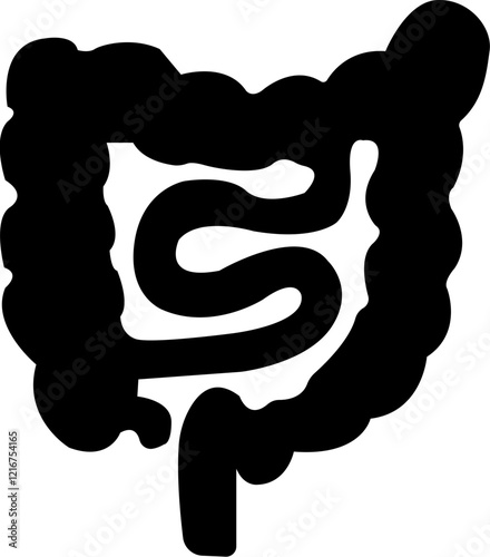 Human intestine flat icon. Gastric organ, digestive intestine illustration sign. Human body related internal organ. Anatomical intestine symbol on isolated transparent background. Human anatomy.