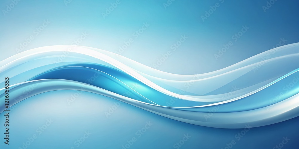 Obraz premium Abstract Light Blue White Gradient Wave Curve Minimal Background