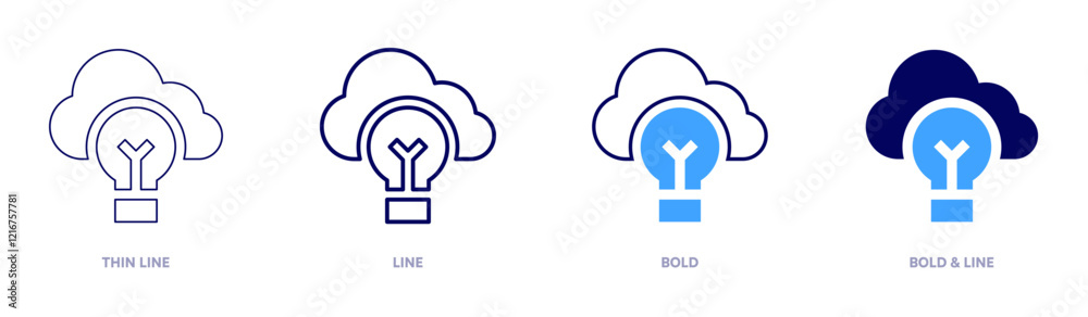 Data idea icon in 4 different styles. Thin Line, Line, Bold, and Bold Line. Duotone style. Editable stroke