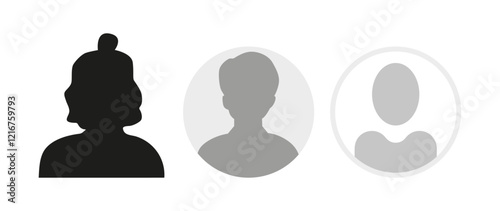 Vector flat illustration. Icons of man and woman. Avatar, user profile, person icon, profile picture. Suitable for social media profiles, icons, screensavers and as a template. Business concept.