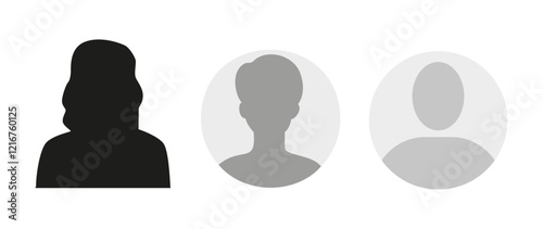Vector flat illustration. Icons of man and woman. Avatar, user profile, person icon, profile picture. Suitable for social media profiles, icons, screensavers and as a template. Business concept.