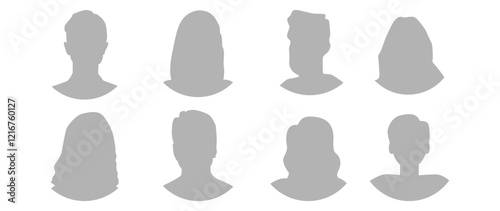 Vector flat illustration. Icons of man and woman. Avatar, user profile, person icon, profile picture. Suitable for social media profiles, icons, screensavers and as a template. Business concept.