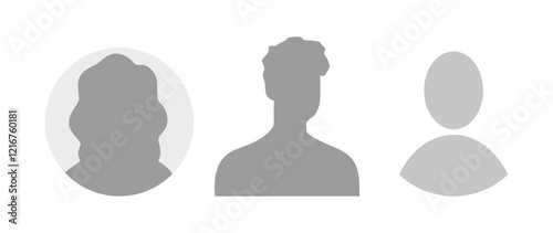 Vector flat illustration. Icons of man and woman. Avatar, user profile, person icon, profile picture. Suitable for social media profiles, icons, screensavers and as a template. Business concept.