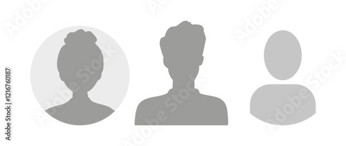 Vector flat illustration. Icons of man and woman. Avatar, user profile, person icon, profile picture. Suitable for social media profiles, icons, screensavers and as a template. Business concept.