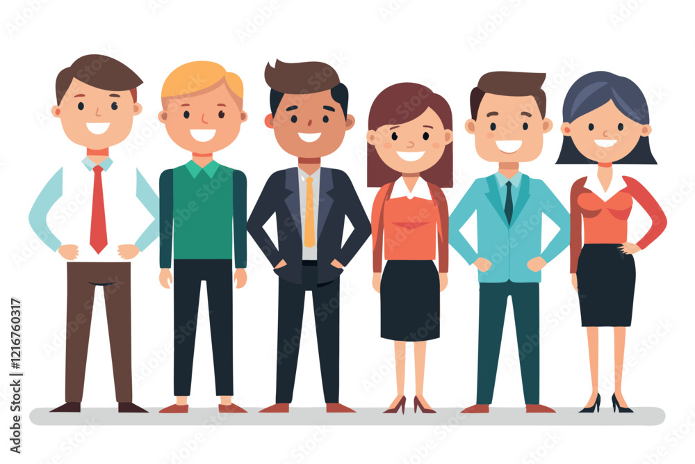 Diverse Group of Cheerful Professionals Standing Together in Vector Style Illustration Diverse Group of Cheerful Professionals Standing Together in Vector Style Illustration