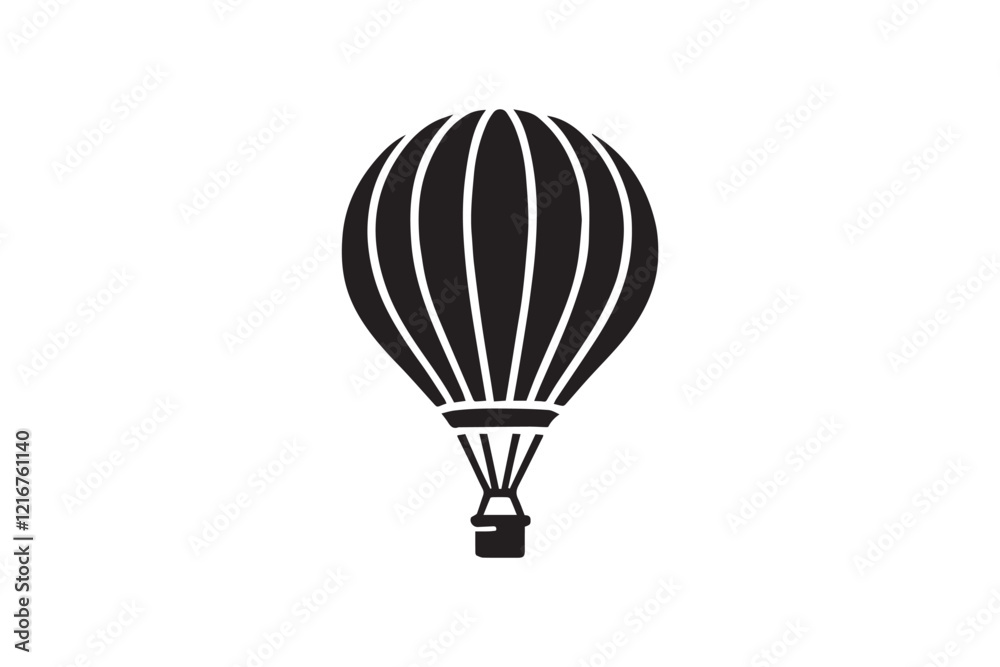 simple and subtle vector silhouette of hot air balloon in black and white, set against a white background. simple and subtle vector silhouette of hot air balloon in black and white, set against a white background.