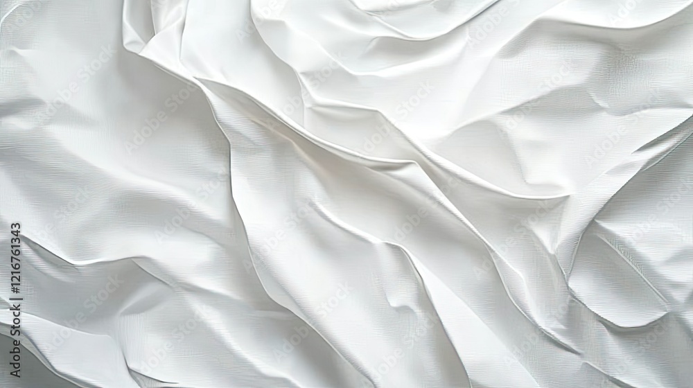 Fototapeta premium Blank white crumpled paper poster texture with subtle creases and folds, creating a simple and abstract design