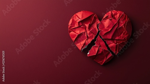 Wallpaper Mural Broken Red Heart Crumpled Paper Heartbreak Concept Sadness Despair Romance Love Pain Grief Red Torontodigital.ca