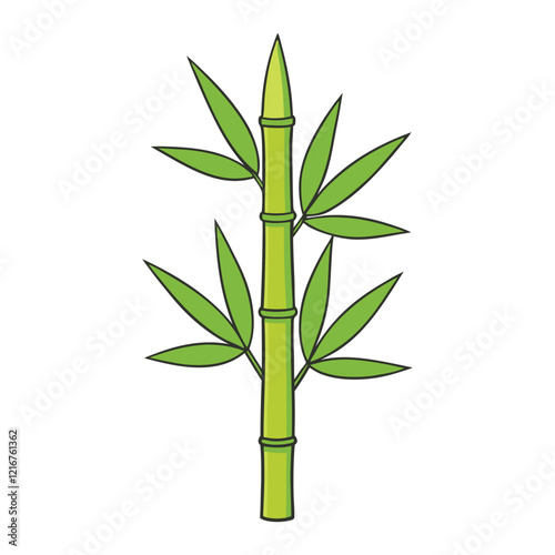 A tall, slender bamboo tree with vibrant green stalks and delicate leaves, symbolizing strength, flexibility, and natural beauty, swaying gently in the breeze.