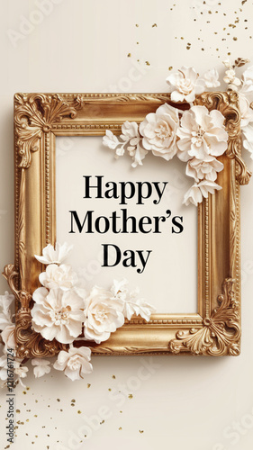 Happy Mother’s Day. An Elegant Tribute With A Golden Frame