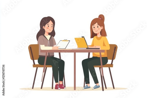 woman learn and teach tutor concept education  helping each other sitting in a table at class room., Generative AI