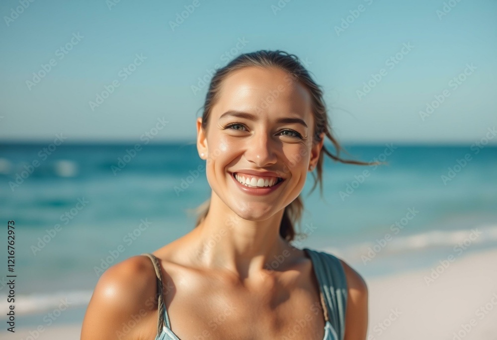 Portrait of a happy person on a beach Portrait of a happy person on a beach