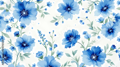 Wallpaper Mural Blue watercolor floral background
 Torontodigital.ca