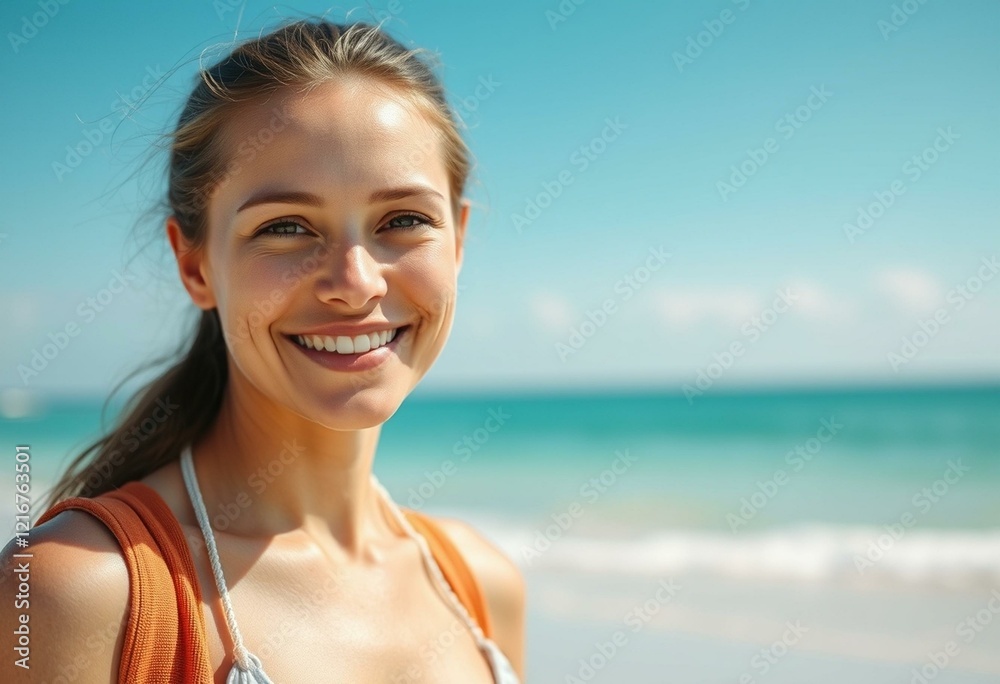 Happy person on vacation on a sunny beach Happy person on vacation on a sunny beach