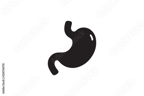 simple and subtle vector silhouette of a stomach in black and white, set against a white background.
