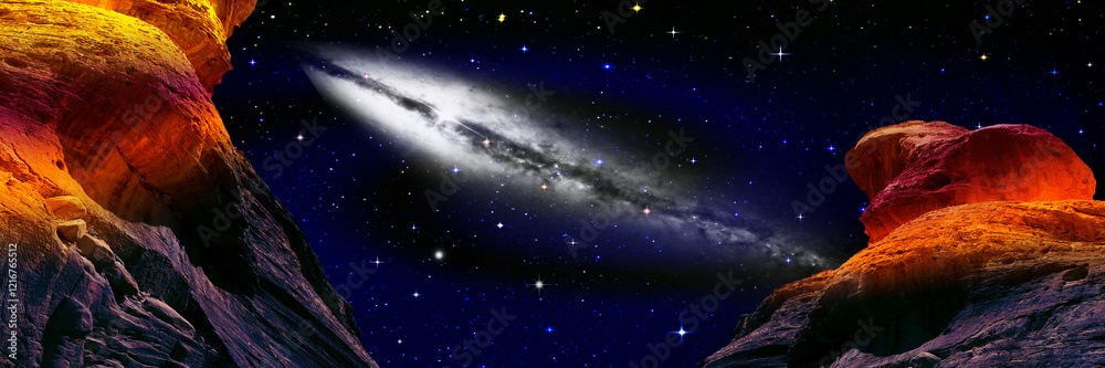 Space scene with stars and galaxies