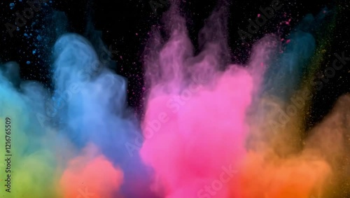 Super Slow Motion Shot of Color Powder Explosion Isolated on Black Background 