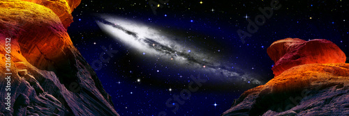 Space scene with stars and galaxies