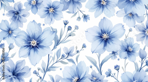 Blue watercolor floral background vector
