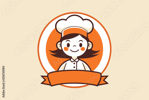 Cute Chef Character in Vector Art Style With Orange Accents and Cheerful Expression