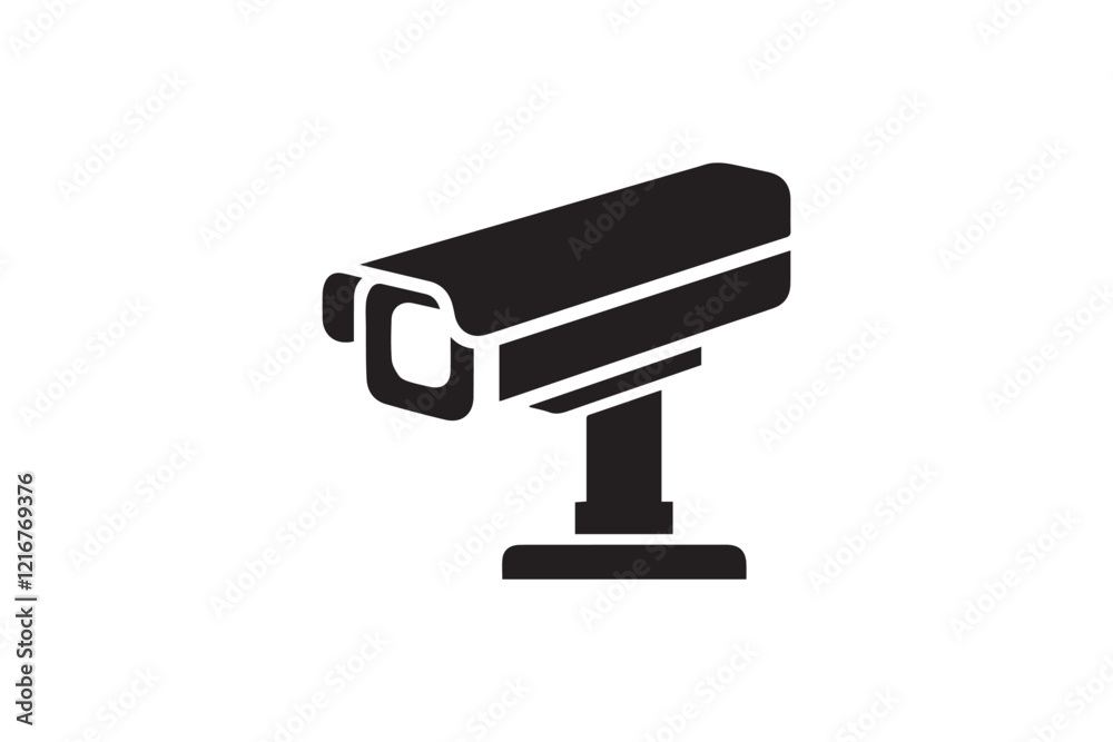simple and subtle vector silhouette of cctv camera in black and white, set against a white background. simple and subtle vector silhouette of cctv camera in black and white, set against a white background.