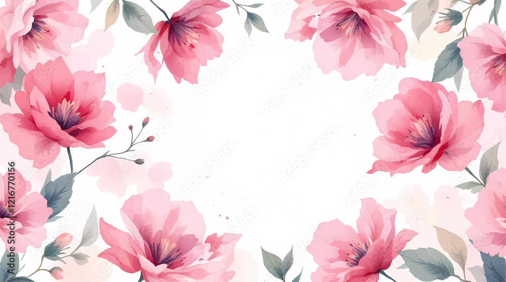 Obraz premium Seamless pattern with Pink flowers watercolor