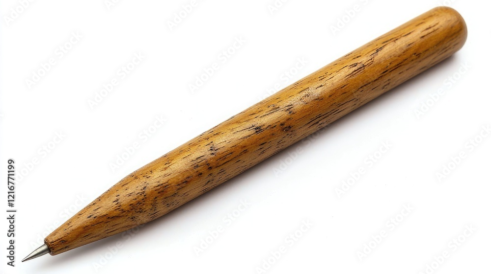 A wooden pen on a white background, symbolizing creativity and professionalism in the corporate world. A wooden pen on a white background, symbolizing creativity and professionalism in the corporate world.
