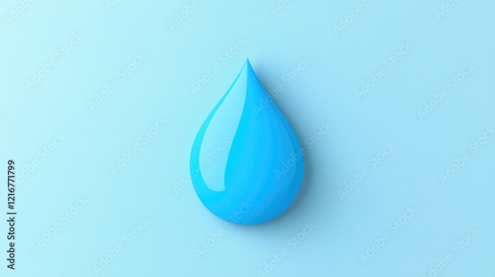 Bright blue water droplet against a soft blue background, symbolizing purity and freshness. Bright blue water droplet against a soft blue background, symbolizing purity and freshness.