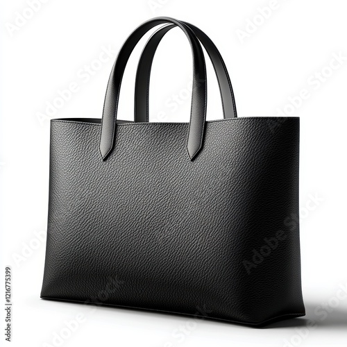 Elegant Black Tote Bag Fashionable Accessory On White Background Luxury Lifestyle Concept photo