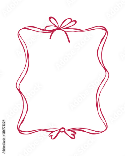 Decorative empty frame design featuring ribbon details suitable for invitations or creative projects